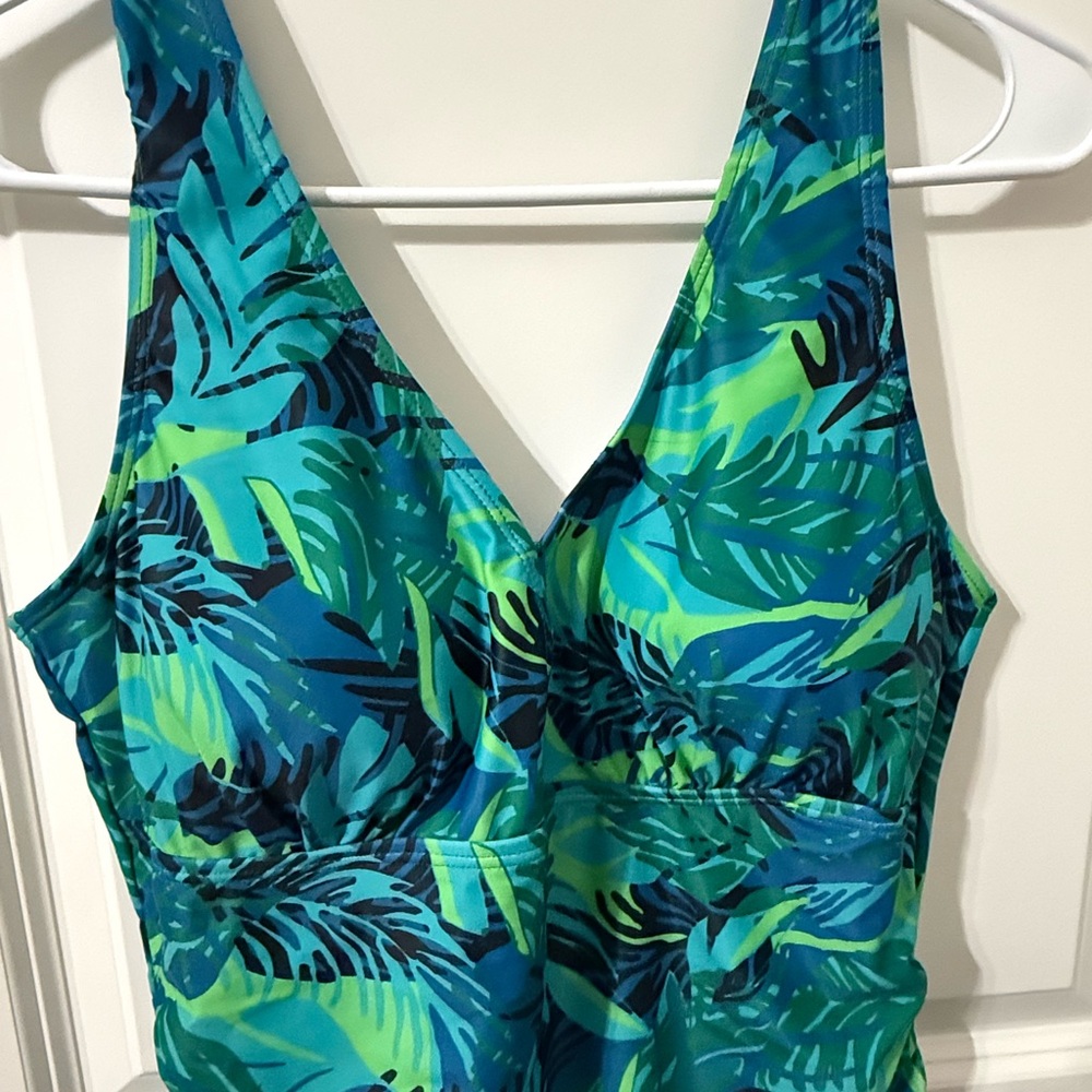 Tropical Leaf Print women’s swimsuit dress NEW large‎ - Picture 4 of 7